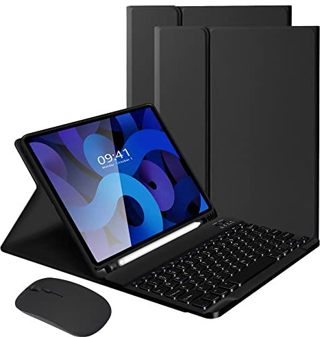 LAMA Smart Keyboard Case with Mouse for iPad Air 11 (M3 2025 / M2 2024) & iPad Pro 11 (4th/3rd/2nd/1st Gen), Wireless Keyboard Case with Pencil Holder for 10.9 Air 4th/5th Gen, Black