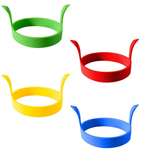 Jagowa 4PCS Egg Rings Silicone Non-Stick Fried Egg Ring Round Mold Heat-Resistant Fried Egg Cooking Rings