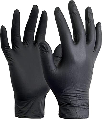 Heavy Duty Strong Premium Quality Black Nitrile Examination Gloves | Mechanical | Industrial | Food | Janitorial and other Industries | Powder Free | Latex Free | Size: MEDIUM (1 Box of 100)