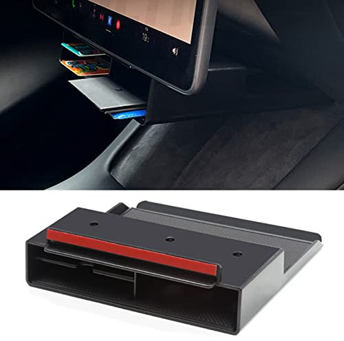 AMPACO ABS Under-screen Storage Box for 2021-2022 Tesla Model 3 Model Y Key Card Gadget Storage Large Space Accessories