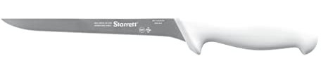 Starrett Professional Stainless Steel Chefs Kitchen Boning Knives - Narrow Straight Profile - 8-inch (200mm) - White Handle