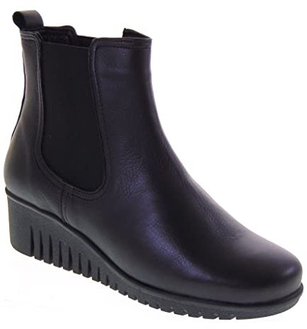 Riposella 1935 Stivaletti Casual Donna Pelle Nero Tacco Zeppa 5Cm Suola Gomma Gambale Caviglia