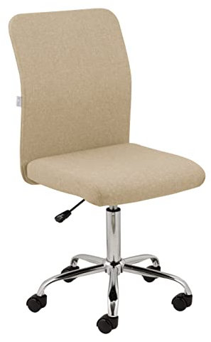 Baroni Home Bürostuhl aus Stoff, gepolsterter Bürostuhl 360° drehbar, Verstellbarer Höhe und ohne Armlehnen, ergonomischer Sitz, 44x50x110 cm, Beige