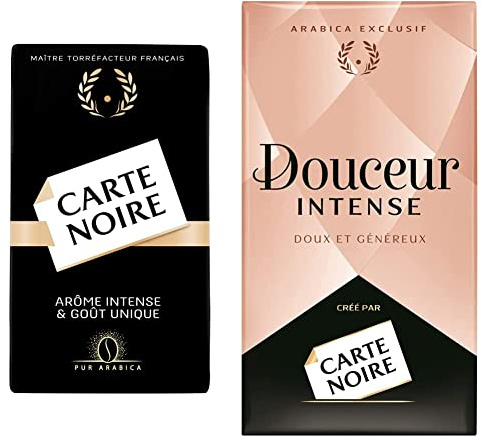 Carte Noire Classique et Douceur Intense - Café Moulu pour Cafetières Filtres, Arôme Intense et Subtil, 100% Arabica Torréfié - 2 Paquets de 250g