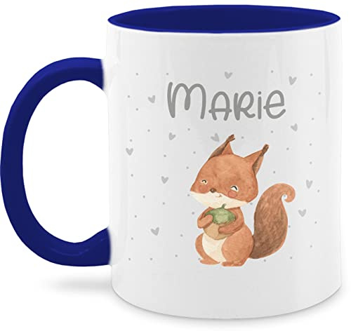 Tasse Tassen 325ml - Tiere - Eichhörnchen Eichhorn Squirrel - 325 ml - Dunkelblau - keramik und tieren personalisierte geschenke kita kaffeetassen tier tiermotiv name mug personalisieren waldtiere