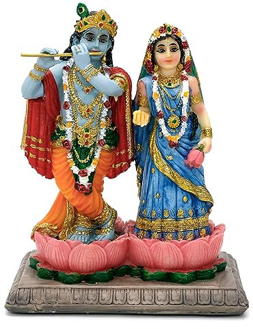 alikiki Indisches Hochzeitsgeschenk Radha Krishna – 14,5 cm H Radha Krishna Statue Murti Idol Figur für indisches Paar Pooja Murti Artikel Altar Schrein Meditation Yoga Spirituelle Dekoration Puja