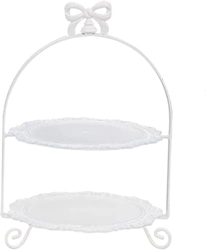 LXINMFEWY Espositore per Torte Alzata per Torte Alzata per Dolci a 2 Piani con Manici ad Arco Alzata per Dolci in Ferro battuto Bianco Alzata per Cupcake Matrimonio