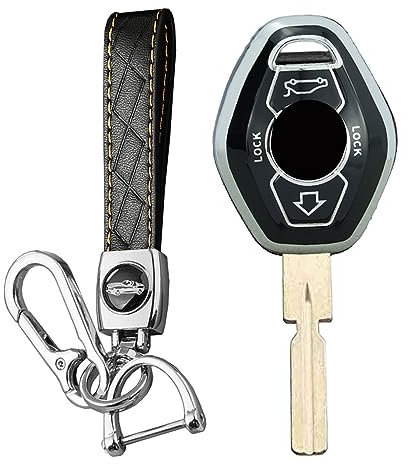 KUNIO Coque de Protection clé de Voiture pour BMW E38 E39 E46 E83 E53 E60 E63 E61 E64 E83 E85 E86 M5 325i X3 X5 Z3 Z4 3 Série 5 7 Coque de Protection en TPU Porte-clés A Noir