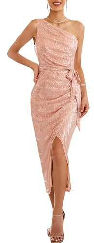 GRACE KARIN Robe de cocktail à paillettes pour femme - Sans manches - Robe de soirée pour mariage, Or rose, XXL