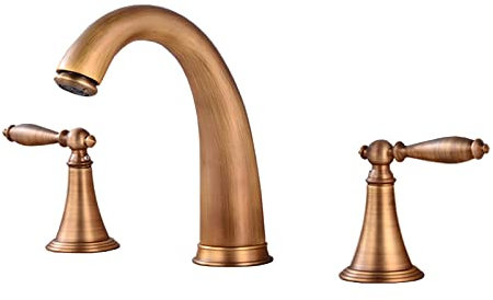 Antik Messing Wasserhahn Badezimmer 3-Loch,Antik Messing 3-Loch Waschbecken Wasserhahn,Badezimmer Waschbecken Wasserhahn Doppelgriff,Badezimmer Wasserhahn 8 Zoll