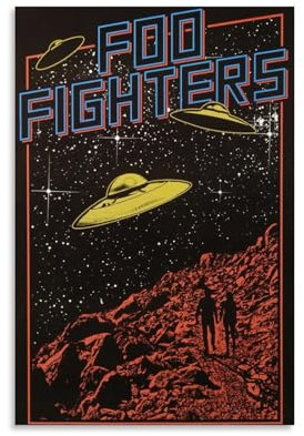 DEEBOW America Foo Fighters UFO-Poster, dekoratives Gemälde, Leinwand-Wandposter und Kunstdruck, modernes Familienschlafzimmer-Dekor-Poster, 20 x 30 cm