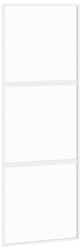 vidaXL Puerta corredera vidrio templado y aluminio blanca 76x205 cm