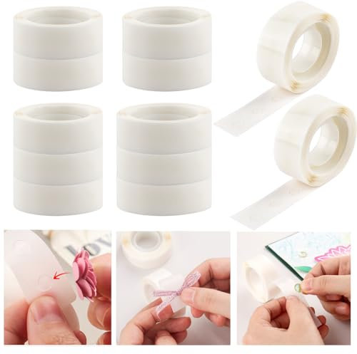 OTCRAFT 3600 Pcs 1/8in (3mm) 12 Roll Ultra Thin Adhesive Dots,Clear Removable Mini Glue Dots, Double Sided Stickers Permanent Sticky for Balloons Wedding Decoration or DIY Craft Dots(300 Pcs/Roll)