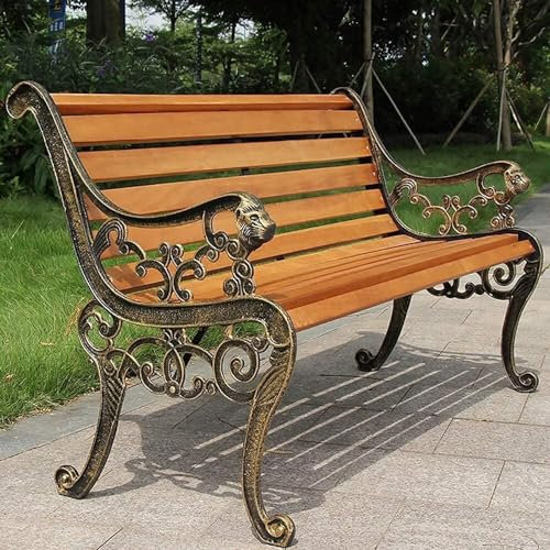 EPANO LXXW Gartenbank, Terrassenbank, Gestell aus Gusseisen und Sitzplatte aus Holz, Parkbank, Gartenmöbel für Garten, Balkon, Terrasse (Color : B, Size : 150cm)