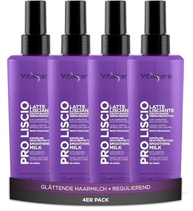 Vitalcare | PRO slät mjölk, värmeskydd från phon och stek, med keratin och avokadoolja, 4 x 125 ml spray