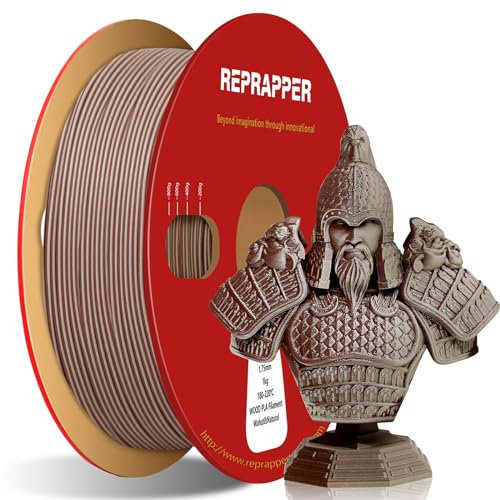 RepRapper PLA Holzfilament 1,75 mm, 1 kg Spool-Pla-Filament, natürliche Wahut/Naturholzstruktur, grünes Material, Dimensionsgenauigkeit +/- 0,03 mm, kompatibel mit 3D-Druckern kompatibel