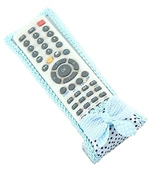 Housoutil Spitzenbezug Für Fernbedienung Stoffhülle Im Europäischen Stil Kreativer Schöner Schutz Spitzenbezug Mit Gypsophila-schleifenmuster Blau
