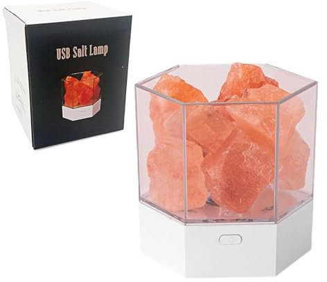 Gosyfeti USB Himalayan Salt Rock Lamp with Color Changing, Natural Crystal Stone Aroma Diffuser Dimmable Night Light for Home Decor Zen Yoga Spa Meditation