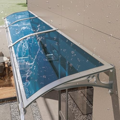 Extern Modern Polycarbonat Haustür Vordach,Aluminium Fenster unterstand Vordach Wetterfest,Hauseingang Pultbogenvordach,Balkon Überdachung Bogenvordach, UV-Schutz,Regen Schneeschutz.(L80*W320cm/L32*W1
