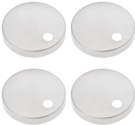 SG Store 4Pcs Toilet Seat Hinge Cover 55mm Diameter Toilet Seat Hinge Fixings Covers Stainless Steel Toilet Pan Top Fixing Decorative Covers Set, Silver