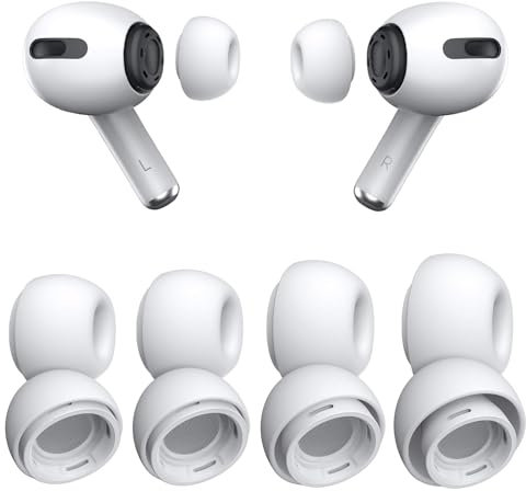 4 Pairs Replacement Ear Tips for Airpods Pro/Airpods Pro 2 Generation with Noise Reduction Hole & Built-in dust Guard Screen, Silicone Ear Tips for Airpods Pro with Portable Storage Box (XS/S/M/L)