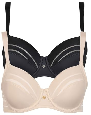 Lisca 2er Pack Bügel BH Alegra 020147 Gr. 100D in Black-Skin