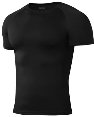 Niksa 1 Pack Kompressionsshirt Herren, Funktionsshirt Atmungsaktiv Sportshirt Herren Kurzarm Schnelltrocknendes Lauf Shirts Gym Shirt, Schwarz, S