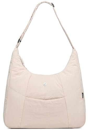 Travistar Handtasche Damen Umhängetasche Groß Shopper Tasche Puffer Schultertasche Nylon Crossbody Bag Hobo Tote Bag Halbmond Tragetasche mit verstellbarem Schultergurt für Arbeit Büro Reise