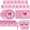PLNVNVP Set di Stoviglie di Compleanno, 54pezzi Barbi Principessa Party Piatti, Banner, Tovaglioli, Tazze, Tovaglia, Barbi Principessa Stoviglie per Feste -16 Ospiti