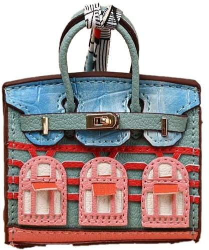 Generisch Women Leather Bag Purse Charms,Cute Car Keychains Handbag,Preppy Keychains Backpack Ornaments for Girls Mini House Shape