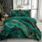 Single Size Duvet Cover Green And Gold Marble Bedding Set with 1 Pillowcases Soft Non Iron Microfiber Bed Cover Green Malachite Hypoallergenic Duvet Cover Set