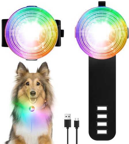 Sicherheits Led Blinklicht, 2 Stück Leuchtanhänger Hund, Hundelicht Mit 7 Farben Lichter, Sicherheit Haustier Lichter, Sicherheitslicht, Usb Aufladbar, Wasserdichte, Hunde Leuchtanhänger Für Laufen