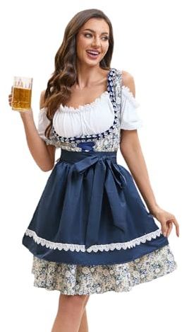 YTWS Oktoberfest Outfits Women German Dirndl Dresses Bavarian Costumes(S)