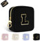 Petit Trousse Personnalisable Pochette Maquillage Femme Mini Trousse de Toilette Fille avec Initiale Sac de Cosmétiques en Velours Côtelé Personnalisée Cadeau Anniversaire Noël Filles Maman(Noir-L)