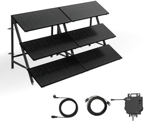 MoeCell Solar Balkonkraftwerk mit Halterung 450W & Wechselrichter 800W inkl. Anschlusskabel 3m - Solaranlage Komplettset mit 6 x Solarpanele, 45% mehr Leistung dank doppeltem Anstellwinkel