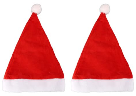 Pwshymi 2 Stück Plüsch-Weihnachtsmütze mit LED-Lichtern, Nylon, Weich, 4 Leuchtende Farben, Rot, Weiß, LED-Weihnachtsmütze für Weihnachten