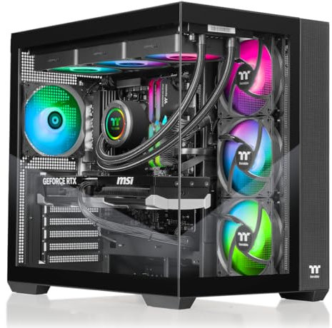 Thermaltake LCGS View 9880-380 Gaming Desktop (AMD Ryzen™ 7 9800X3D, ToughRam 32GB DDR5 6400MT/s RGB Memory, NVIDIA® GeForce RTX™ 5080, 1TB NVMe M.2, WiFi, Windows 11) V38B-B850-580-LCS