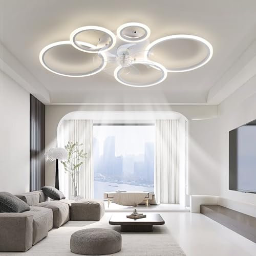 ATEEZ Ventilatore Da Soffitto Con Luce E Telecomando, Plafoniera Camera Da Letto Con Ventilatore Da Soffitto, Silenzioso Lampadario LED Con Ventilatore Da Soffitto, Luce Con Ventilatore Da Soffitto