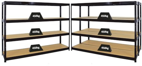PROREGAL Mega Deal 3er-Sparset Profi-Schwerlastregal Dino HxBxT 180x240x60cm Fachlast 450kg Schwarz, Kellerregal, Steckregal, Garagenregal, Lagerregal