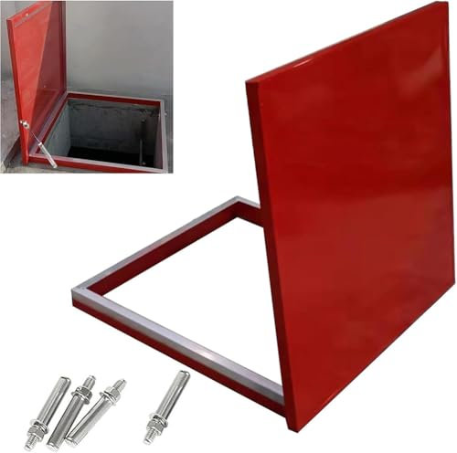 MegLob Huke des Roten Daches, Cover -Abdeckplatte Auf Dem Dach, Regenfeste Dachboden Kellerkeller Treppe Deckel, Moderne Metallstahl -Sicherheitsdachkappe, Wartungsplatte Im Freien,95x95cm