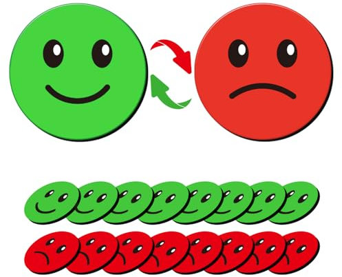 25 Stück doppelseitige Smiley-Magnete mit Smiley-Gesicht, 2,5 cm, zum Umklappen, farbige Magnetpunkte für Whiteboard, Kühlschrank, Büro (Smiley-Magnete)