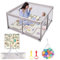Truevaste Laufstall 120x120x65 cm, Laufgitter Baby mit Matratze, 600D Oxford Faltbar Playpen mit 50 Bunte Bälle, 2 Zugringen & 1 Aufbewahrungstasche, Kinderlaufstall Tragbar für Indoor Outdoor