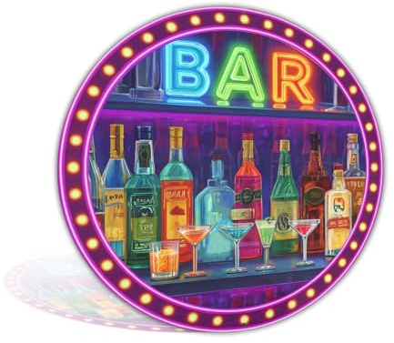 Neonschild im Vintage-Stil, Wanddekoration, wasserdicht, helle Farben, schlicht, rund, für Bar, Bierkranz, Kunst für Restaurant, Innenhof, drinnen und draußen, ideales Geschenk, 20,3 x 20,3 cm, rundes
