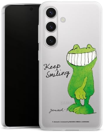Slim Case kompatibel mit Samsung Galaxy S 24 Silikon Handyhülle transparent Hülle extra dünn Frosch Motivation Janosch