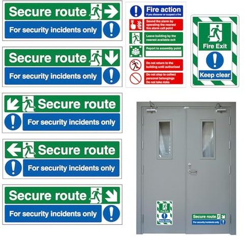 Ahuuen Fluchtwegschilder - Sicherheitsaufkleber Zum Freihalten | 7 Stück Tür Sicherheit Notausgang Aufkleber,Für Schule Krankenhaus Büros Garage Flure Innenbereich Außenbereich Lagerhaus