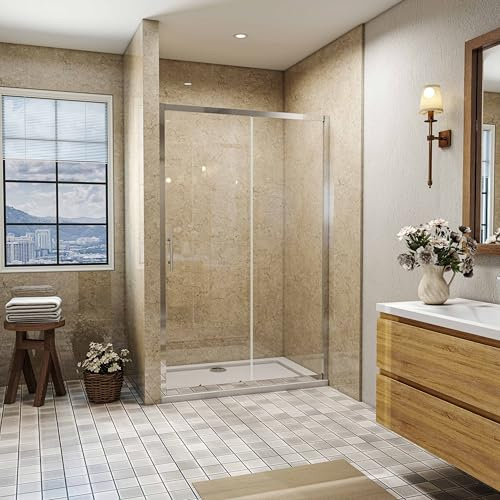 SLINE SANITARY Bathroom Sliding Shower Enclosure Shower Screen Walk in 6mm Glass Door Cubicle 1100mm