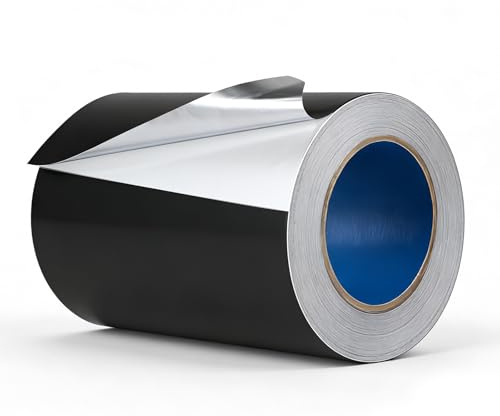 EXLECO Aluminium Klebeband Schwarz 200mm x 50m Alu Klebeband Hitzebeständig | 0.07mm Dick Alufolie, Wasserdichtes Metallband - Selbstklebend mit Trennpapier als Auspuff Dichtband, Ddampfsperre