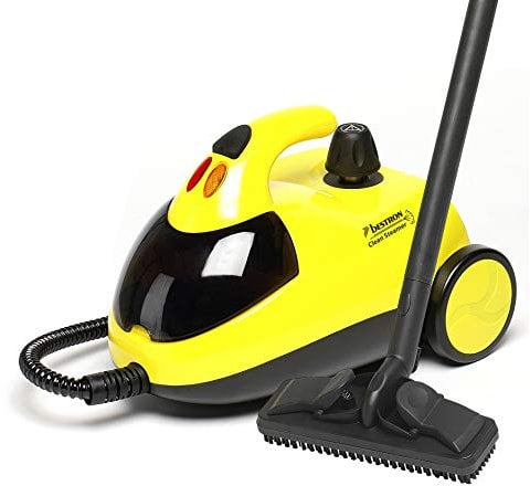 Bestron Nettoyeur vapeur avec kit d'accessoires et sécurité enfant, Capacité : 1,5 L, Rayon d'action : 10 m, 4 Bars, 1500 W, Jaune