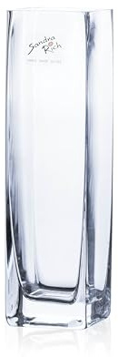 Sandra Rich Glasvase, Blumenvase Square H. 20cm 6x6cm rechteckig transparent