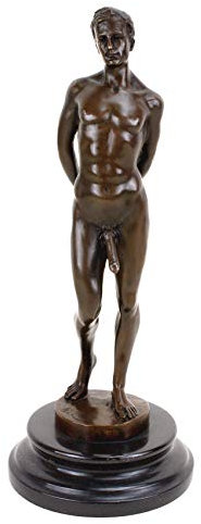 Kunst & Ambiente - Erotik Bronzefigur - Nackter Sexy Mann mit erigiertem Glied - signiert von Nick - Sexy Statue - Erotik Akt - Gay Skulptur - Jüngling - Wohndeko - Innendekoration